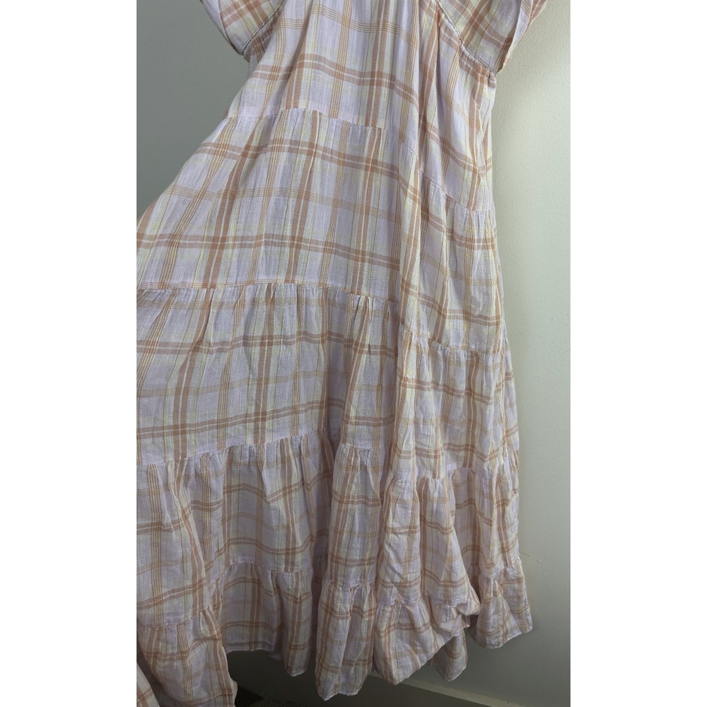 *Flaw Ulla Johnson Noelle Wrap Dress Plaid Midi Fit Flare Criss Cross Tie Size 4 - Picture 5 of 16